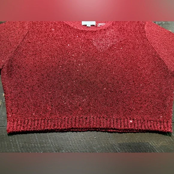NWT MISA Los Angeles Darya Sparkle Sequin Crop Top in Lipstick Red Sz Medium